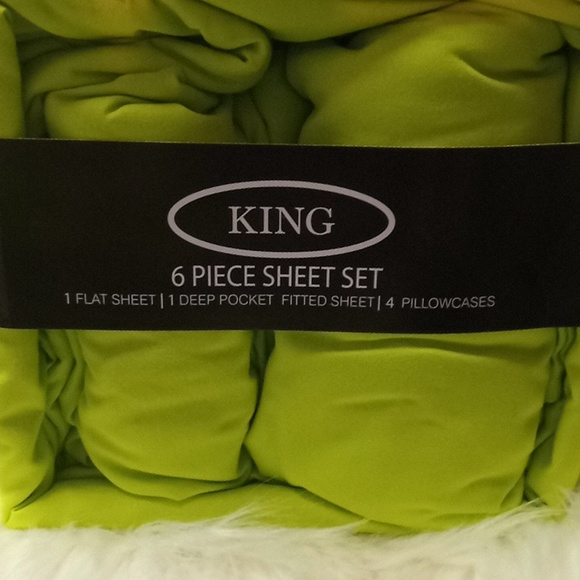 Bamboo Essence King Size  Lime Green-  6 Piece Sheet Set - Picture 6 of 10
